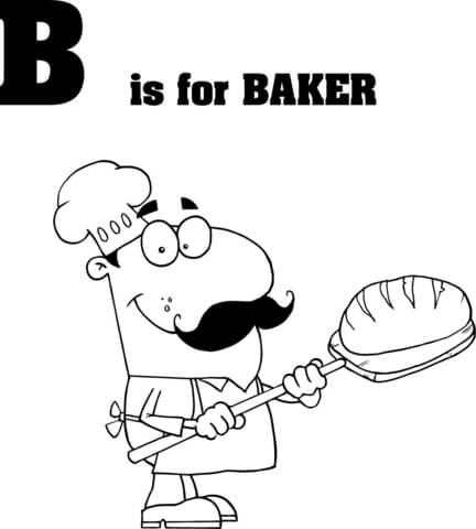 Letter B Is For Baker Coloring Page